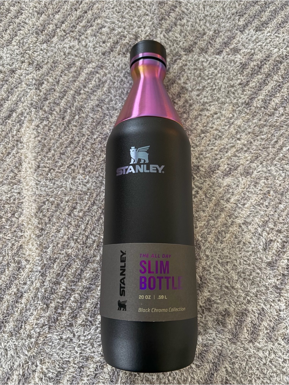 Stanley Black Chromo Collection Bottle with Iridescent Purple Top